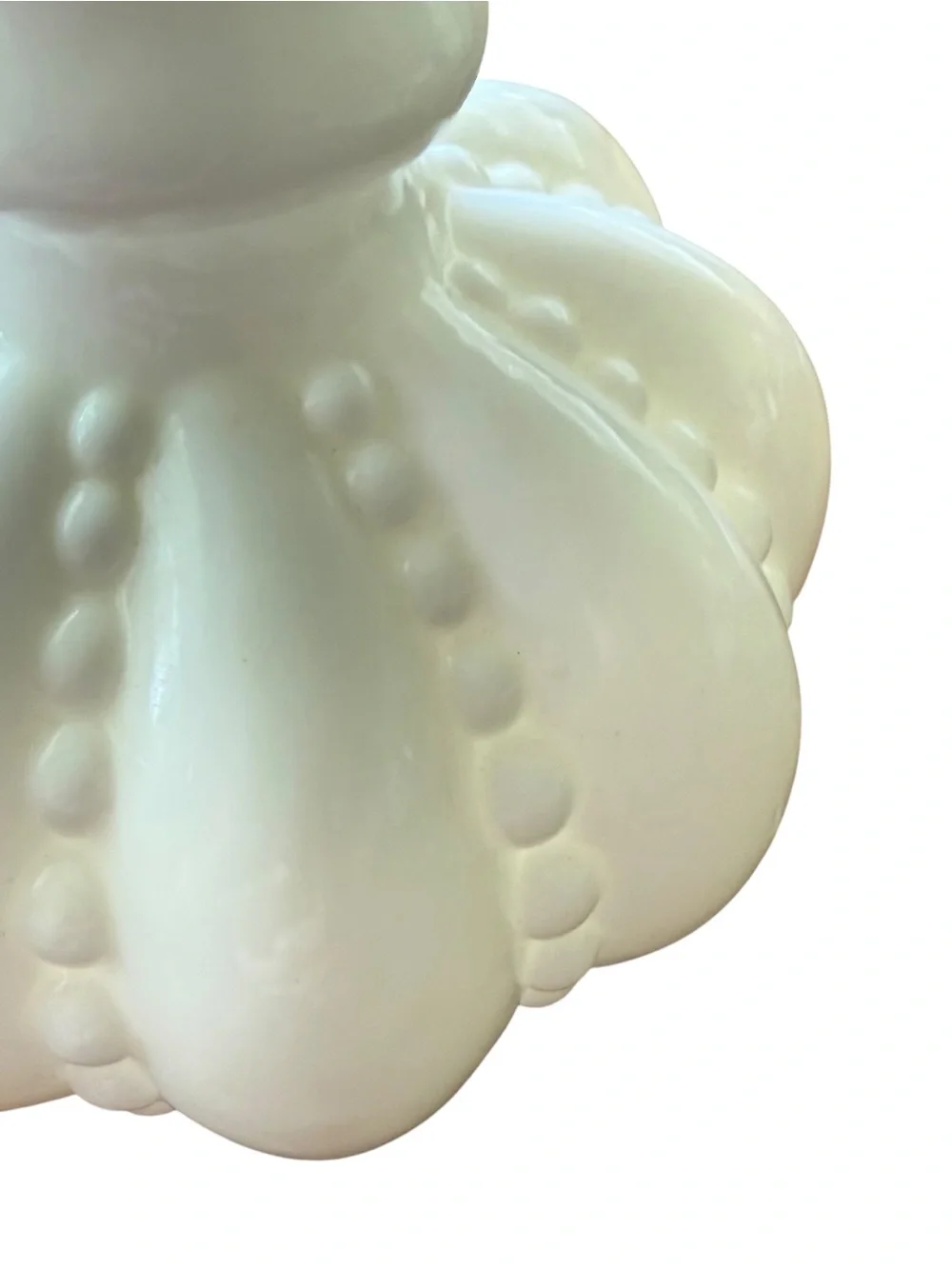 Fenton Art Glass Vase In Silver Crest Pattern White Milk Glass With Melon Body